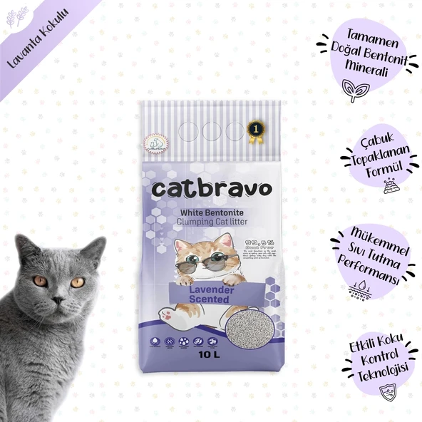 CATBRAVO Aktif Topaklanan Lavanta Kokulu Kedi Kumu 10 Lt - 2
