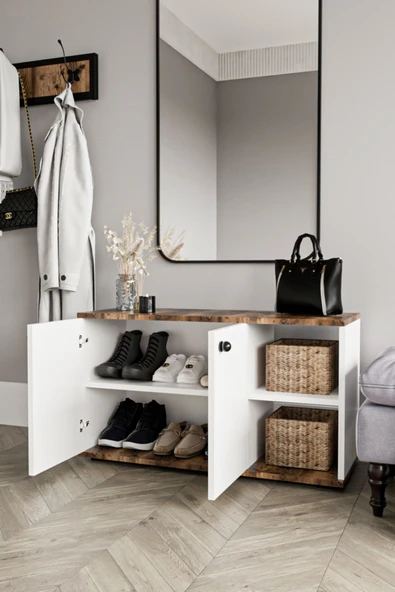 Dewoody Şila Ayakkabılık Kapı Önü Vestiyer 2 Kapaklı Dolap - 3