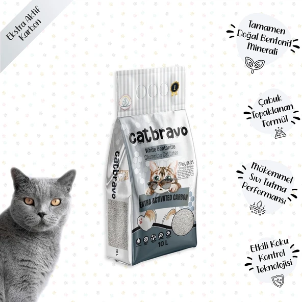 CATBRAVO Aktif Karbonlu Topaklanan Kedi Kumu 10 Lt X 2 Adet - 2