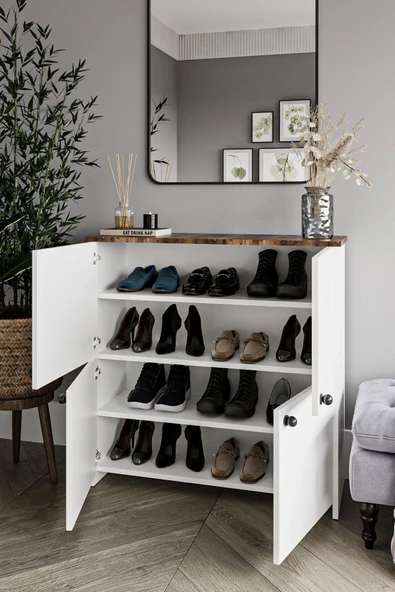 Dewoody Ayakkabılık 4 Kapaklı Çok Amaçlı Dolap Kiler Dolabı Erzak Dolabı Portmanto - 2