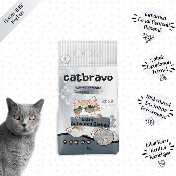 CATBRAVO Aktif Karbonlu Topaklanan Kedi Kumu 5 Lt - 2