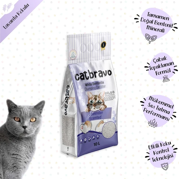CATBRAVO Aktif Topaklanan Lavanta Kokulu Kedi Kumu 10 Lt X 2 Adet - 2