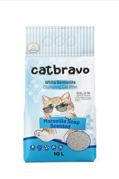 CATBRAVO Aktif Topaklanan Marsilya Sabun Kokulu Kedi Kumu 10 Lt ürün görseli