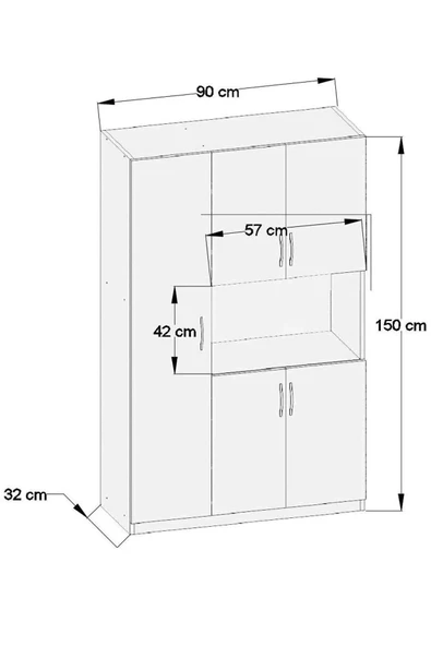Dewoody Çok Amaçlı 5 Kapaklı Kiler Dolabı Mikrodalga Dolabı Mini Fırın Dolabı - 5