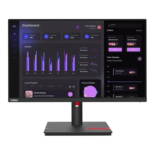 Lenovo 23.8" 63CFMATXTK ThinkVision T24i-30 60Hz 4ms Full HD IPS Pivot Monitör