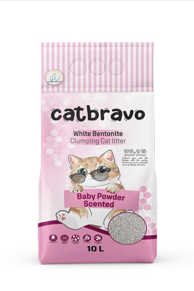 CATBRAVO Aktif Topaklanan Bebek Pudrası Kokulu Kedi Kumu 10 Lt ürün görseli