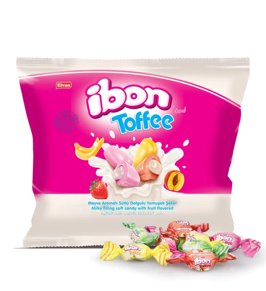 Ibon Toffee Sütlü Meyveli Şeker 300 Gr. (1 Paket)