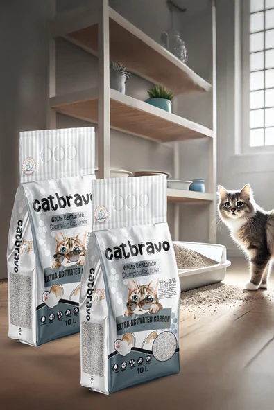 CATBRAVO Aktif Karbonlu Topaklanan Kedi Kumu 10 Lt X 2 Adet - 3