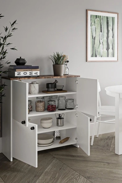 Dewoody Ayakkabılık 4 Kapaklı Çok Amaçlı Dolap Kiler Dolabı Erzak Dolabı Portmanto - 3