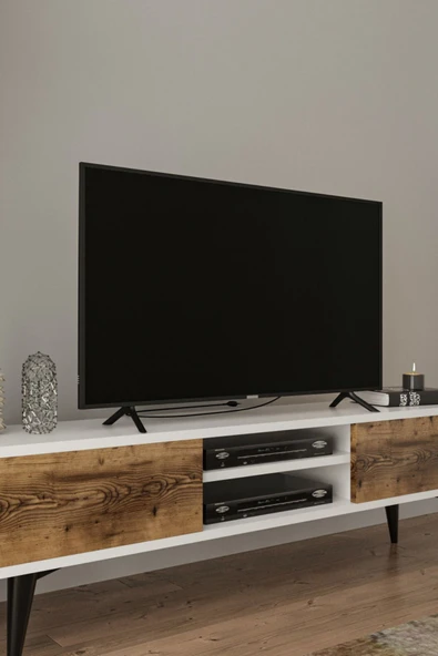 Dewoody Tv Ünitesi 140Cm Kapaklı 2 Bölmeli Kitaplıklı - 3