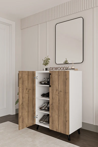 Dewoody Ayakkabılık 4 Bölmeli Kulplu Ayakkabılık Çok Amaçlı Dolap - 2
