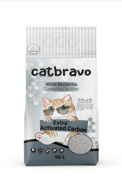 CATBRAVO Aktif Karbonlu Topaklanan Kedi Kumu 10 Lt