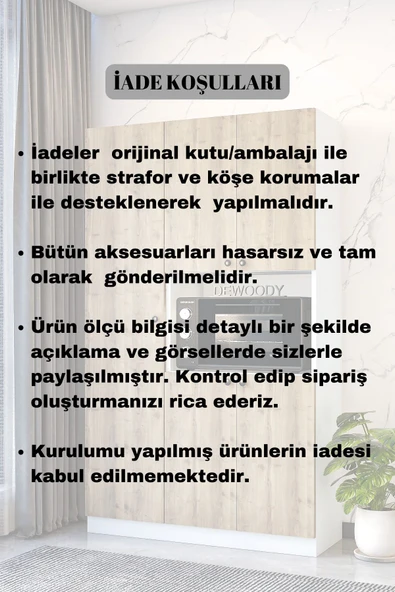 Dewoody Çok Amaçlı 5 Kapaklı Kiler Dolabı/ Mikrodalga Dolabı/ Mini Fırın Dolabı - 5