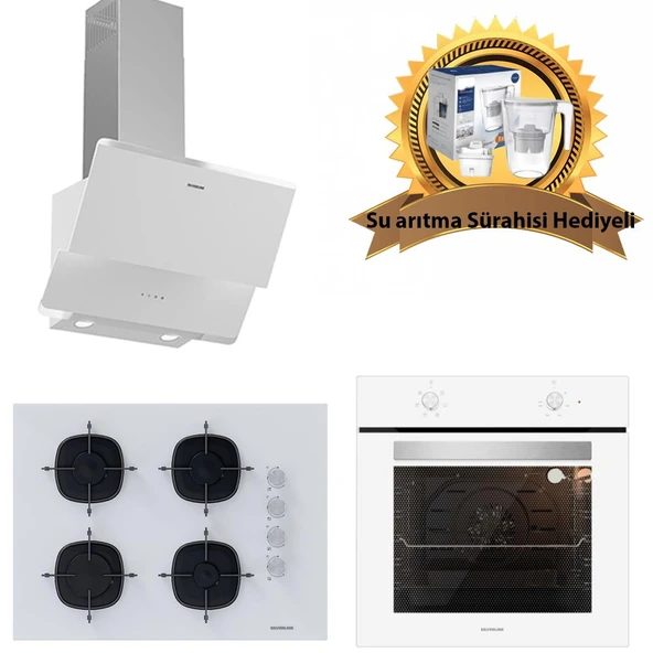 Silverline Beyaz Cam Ankastre Set 3490 - CS5665W01 65cm Ocak - BO6501W01
