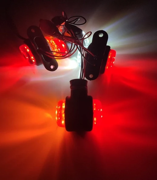 4 Adet 12 Ledli Mini Takoz Lamba 12-24 Volt Sarı Kırmızı - 2