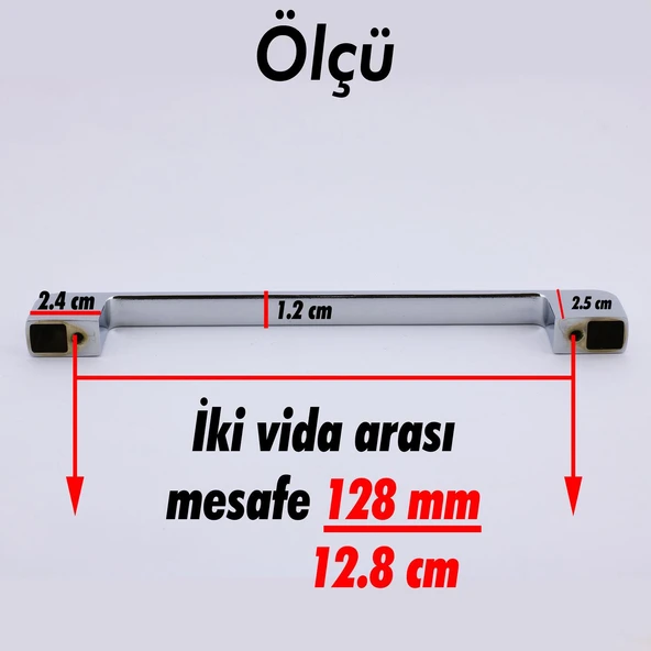 10 Adet Arel Kulp Mobilya Mutfak Dolabı Çekmece Dolap Kulpları Kapak Kulpu Kulbu Krom Renk 128 mm Metal - Resim 5