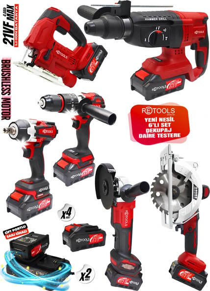 RETOOLS 6LI SET DAİRE TESTERE VE DEKUPAJ KIRMIZI KABARTMALI