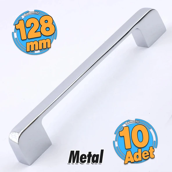 10 Adet Arel Kulp Mobilya Mutfak Dolabı Çekmece Dolap Kulpları Kapak Kulpu Kulbu Krom Renk 128 mm Metal