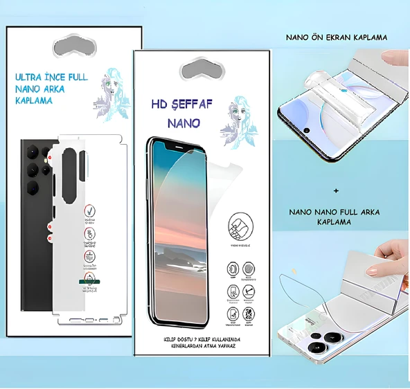 Samsung Galaxy NOTE 20 ULTRA  - NANO Ekran Koruyucu HD Şeffaf  + NANO Arka Kaplama SET Ultra İnce Esnek