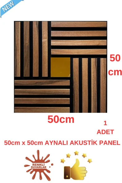 Renkli Duvarlar Gold Aynalı Akustik Duvar Paneli 50x50cm Ceviz 8mm Mdf 4mm Keçe Isı Yalıtımı Ofis Salon Elit Tasarım - Resim 2