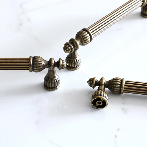 10 Adet Şah 128 mm Eskitme Antik Sarı Metal  Metal Mobilya Mutfak Çekmece Dolap Dolabı Kulpu Kulbu - Resim 3