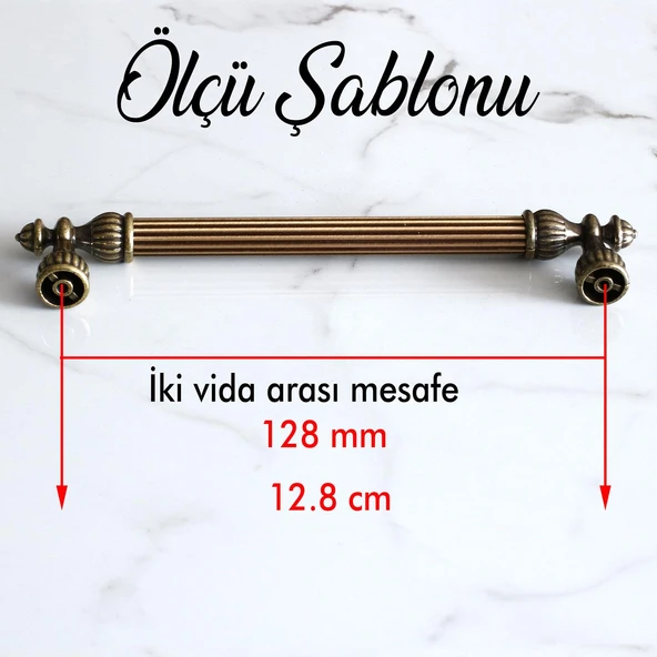 10 Adet Şah 128 mm Eskitme Antik Sarı Metal  Metal Mobilya Mutfak Çekmece Dolap Dolabı Kulpu Kulbu - Resim 2