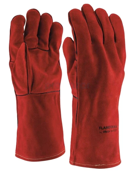 Kırmızı Deri Kaynakçı Eldiveni Aran Rock Safety Flamefox R-6A