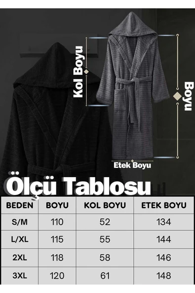 Rebeka Doğa Kapşonlu Bornoz L/XL Pamuk - 5