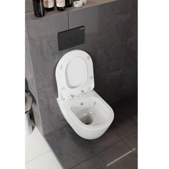 Creavit TP329 Terra Rim-Off Asma Klozet ve Yavaş Kapanan Kapak - Resim 3