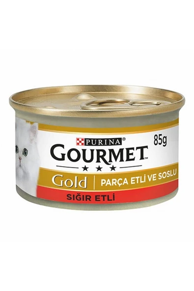 Gold Parça Etli Soslu Sığır Etli Yetişkin Kedi Konservesi 85 gr