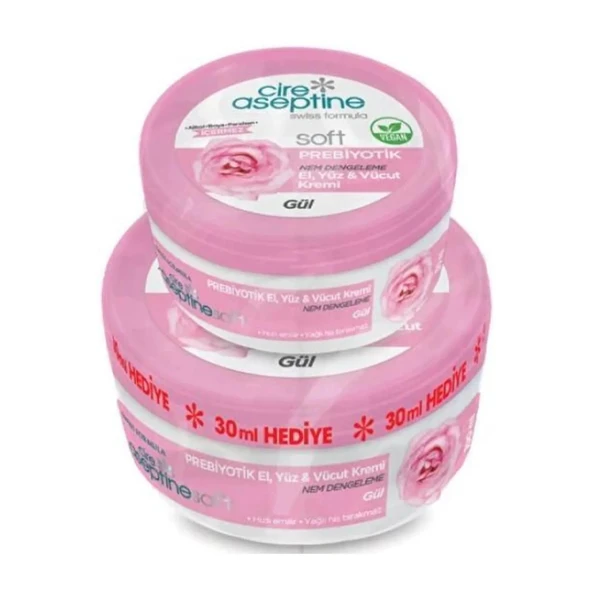 Cire Aseptine Soft Prebiyotik Gül Özlü Nemlendirici Krem 100 ml + 30 ml