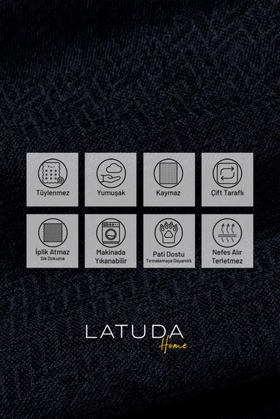 Jakarlı Şönil Koltuk Örtüsü | Çekyat Örtüsü | Koltuk Şalı 175x215 Kaymaz Antrasit - 2