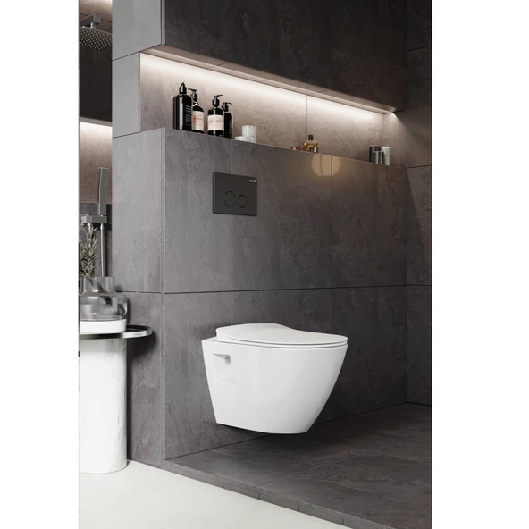 Creavit TP329 Terra Rim-Off Asma Klozet ve Yavaş Kapanan Kapak - Resim 2