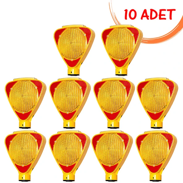 Güneş Enerjili Yol İkaz Lambası Solar Flaşör Uyarıcı Trafik Flaşörü (Sarı) Evelux 11811 FL S (10 ADET) ürün görseli