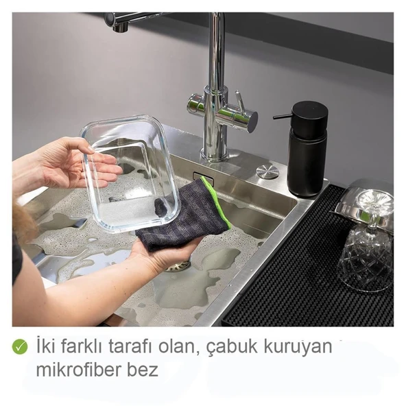 Wenko Mikrofiber Bez  2'li paket, Çabuk Kuruyan, İki Farklı Taraflı 30 x 30 cm ( Made in Germany ) - 2