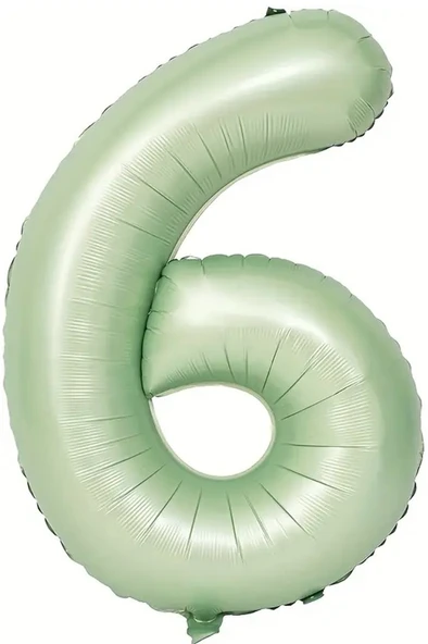 Beysüs Soft Yeşil Retro 6 Rakam Folyo Balon 100 cm
