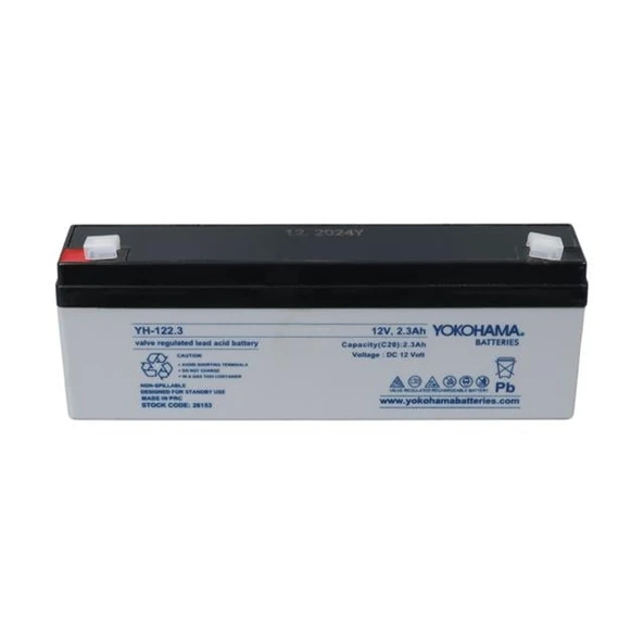 Yokohama YH-122.3 12 Volt - 2.3 Amper Yatık Uzun Akü (176X61x33 Mm) - Resim 7