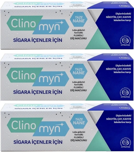 Clinomyn Sigara İçenler için Beyazlatıcı Florürlü Diş Macunu 75 ml 3 Adet