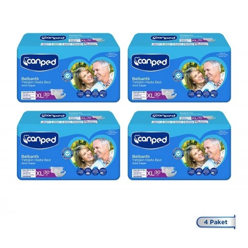 Canped Tekstil Yüzeyli Belbantlı Ekstra Büyük Boy XL 30'lu 4 Adet Hasta Bezi