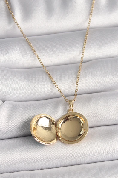 316L Çelik Gold Renk Zincir Mavi Dünya Model Kadın Kolye - TJ-BKO9814 - 2