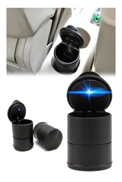 CMT Led Işıklı Oto Araç Içi Küllük Araba Kül Tablası Kapaklı Kokusuz - 6