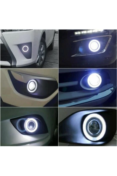 ünlütürkotoaksesuar Lotus Araçlar İçin Uyumlu, Universal Mercekli Led Angel Sis Farı, 76mm Beyaz Renk - 3