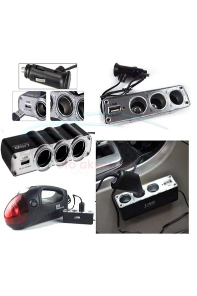 BTM OTOMOTİV Oto Çakmaklık Çoğaltıcı 3'lü Çakmak Soketi 1 USB Girişi - 2