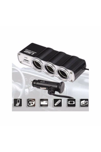 ERAKS CAR ACCESORIES Araba Araç Oto Çakmak Çoklayıcı Çoğaltıcı Soketi Usb Çakmaklık - 5