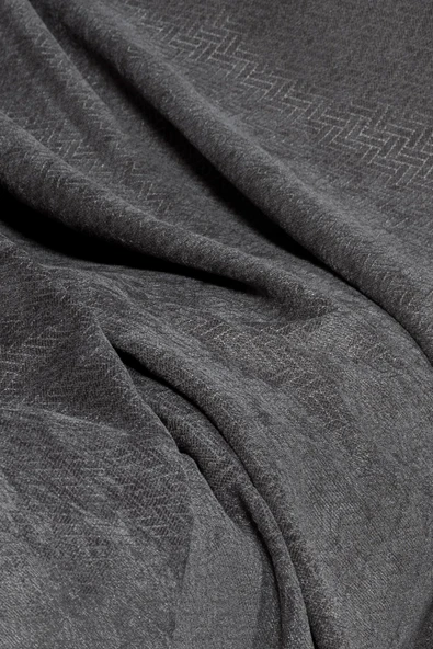 Jakarlı Şönil Koltuk Örtüsü  | Çekyat Örtüsü | Koltuk Şalı 175x215 Kaymaz Gri - Resim 3