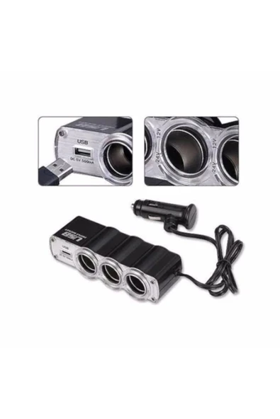 ERAKS CAR ACCESORIES Araba Araç Oto Çakmak Çoklayıcı Çoğaltıcı Soketi Usb Çakmaklık - 4