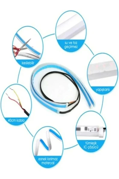 Solarex Far Üstü Kayar Led Selamlamalı Sinyalli 60 Cm Beyaz Ve Turuncu Renk - 3