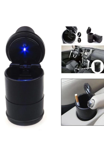 CMT Led Işıklı Oto Araç Içi Küllük Araba Kül Tablası Kapaklı Kokusuz - 2