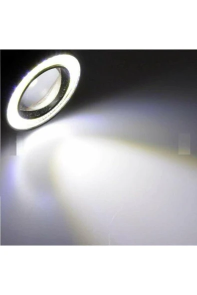 ünlütürkotoaksesuar Lotus Araçlar İçin Uyumlu, Universal Mercekli Led Angel Sis Farı, 76mm Beyaz Renk - 2