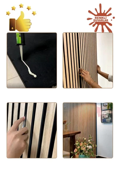 Renkli Duvarlar Gold Aynalı Akustik Duvar Paneli 50x50cm Siyah 8mm Mdf 4mm Keçe Isı Yalıtımı Ofis Salon Elit Tasarım - Resim 6